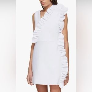 Msgm Milano White Ruffle Dress Size Us 10 It 46 - image 1